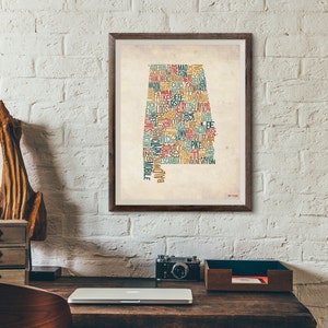 Alabama by County - Carte Typographie