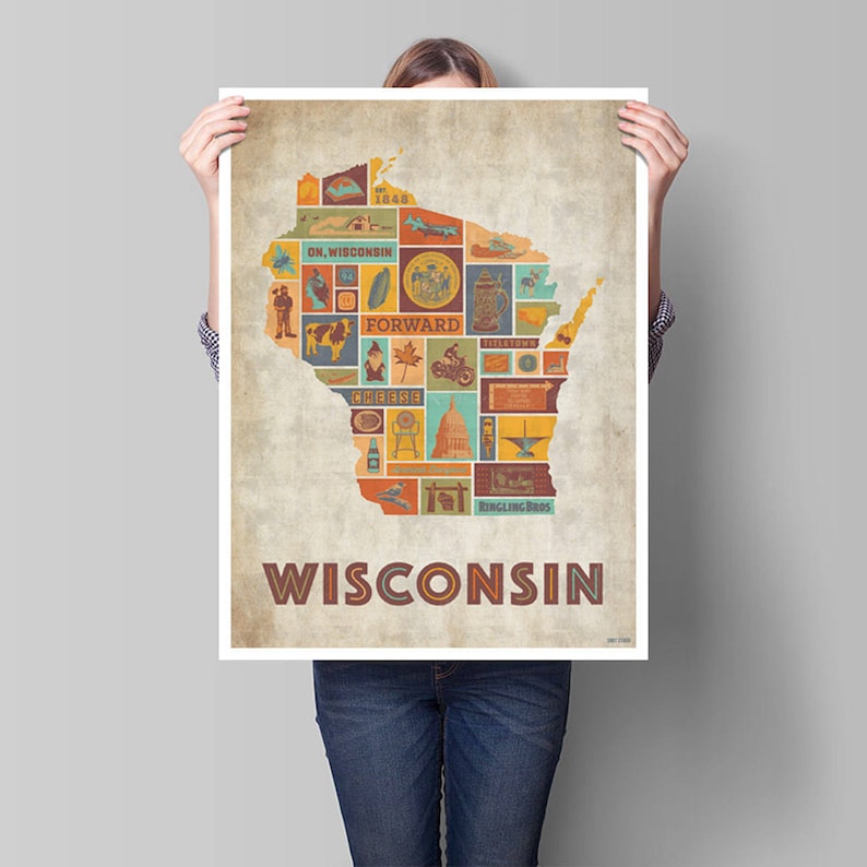 Forward Wisconsin Culture Map Poster 18x24 Inches Etsy
