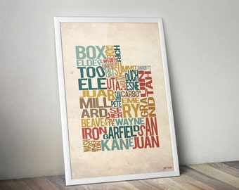 Utah efter län - Typografitryck