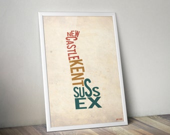 Delaware by County - Carte Typographie