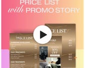Gold Beauty Salon Price List Template Canva Editable Instagram Story, Aesthetic Price List + Promo Story