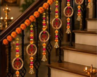 Lotus Ring & Golden Bell Hanging | Indian gifts | House warming | Varlakshmi | wedding | diwali | pooja