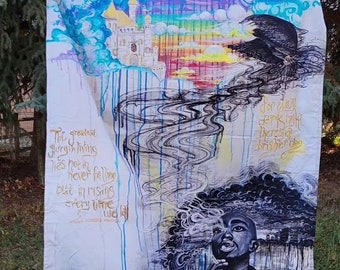 Tupac tapestry art for your walls or camping adventures