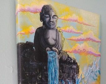 Buddha Waterfall Canvas Art: Ready to Hang (8x16)
