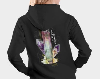 Crystal Artwork Hoodie: Tourmaline Amethyst Mineral Design