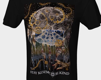 Cosmic moon graphic art tshirt dreamcatcher design Lunar moth and crow