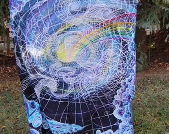 Rainbow portal tapestry cosmic art for your walls or outdoor adventures