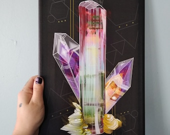 Tourmaline canvas art amethyst painting ready to hang art for your walls