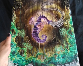 Seahorse canvas art for your walls! Canvas print ready to hang! Ocean lover's this art is for you!