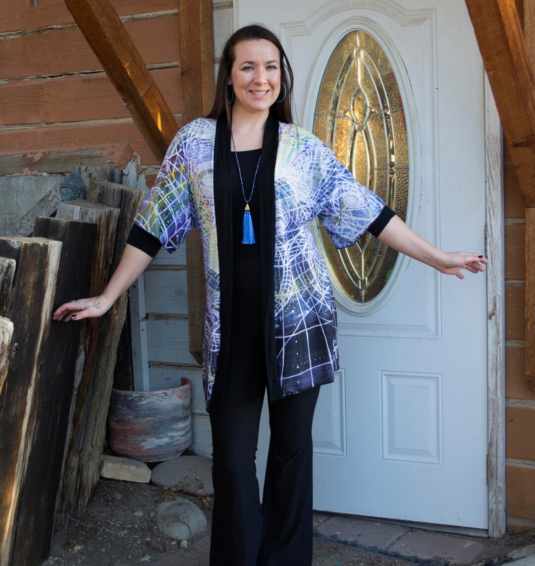 Cosmic Kimono Robe: Soft Knit Galactic Jacket With Belt - Etsy