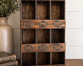 Armario de boticario a medida / Organizador rústico de granja / Estantería de madera con compartimentos / Almacenamiento de estilo vintage / Estantería hecha a mano