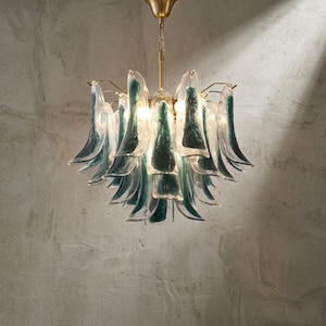 Green Murano style Glass Chandelier Brass Pendant Light Luxury Ceiling Lamp Living Room Dining Room