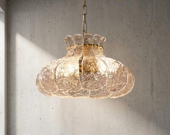 Lámpara de araña francesa de cristal de hielo con forma de flor, lámpara colgante de cristal esmerilado, luz de techo vintage de cobre nórdico