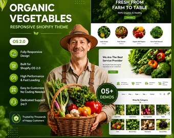 Organic Vegetable Shopify Theme | Grocery Store Template | Fresh Produce Website OS 2.0