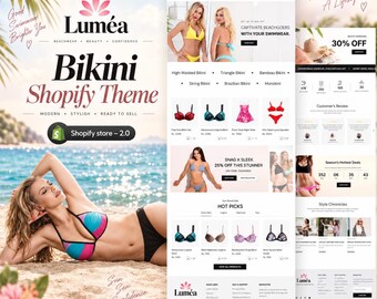 Lingerie Shopify Theme | Bikini, Swimwear & Intimate Apparel Ecommerce Website Template | Digital Download