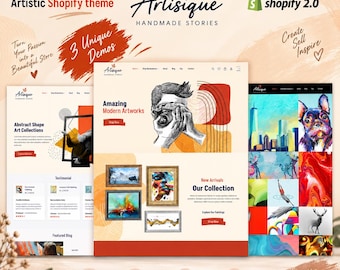 Art Store Shopify Theme | Artist Portfolio, Gallery & Handmade Craft Ecommerce Website | Digital Download