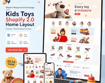 Kids Toys Shopify Theme | Toy Store Template | Children eCommerce Design OS 2.0