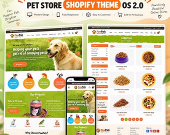 Pet Store Shopify Template | Dog Pet Supplies Ecommerce Theme | Pet Food & Accessories Website