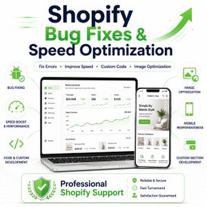 Service de correction de bugs et d'optimisation de la vitesse pour Shopify | Code personnalisé, optimisation d'images