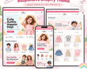 Kids Fashion Shopify Theme | Kids Clothing & Baby Boutique Template | Toy Store Ecommerce Website | Digital Download