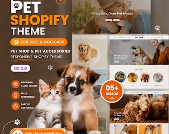 Motyw Shopify dla sklepu zoologicznego | Szablon sklepu z akcesoriami dla zwierząt | System operacyjny eCommerce dla psów i kotów 2.0