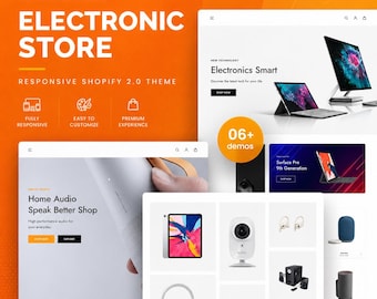 Electronics Shopify Theme, Gadget Store Template, Tech Accessories Shop, Mobile eCommerce Design OS 2.0