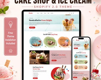 Cake Shop Shopify Theme | Ice Cream Store Template | Bakery & Dessert Website, Pastry, Candy Sweet Shop | Food Ecommerce | Shopify OS 2.0