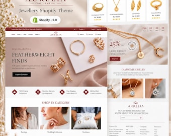 Jewelry Store Shopify Theme | Modern Boutique for Rings, Necklaces, Bracelets & Handmade Jewelry | Shopify OS 2.0 | Digital Download
