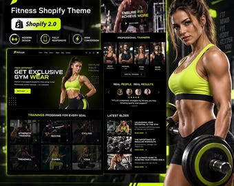Fitwear & Equipments Shopify Theme | Activewear, Sportswear, Gym Store Website Template | Digital Download | Shopify 2.0