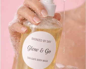 Gel de ducha Glow & Go Tan-Safe – Prolonga la duración del bronceado en spray, ingredientes naturales