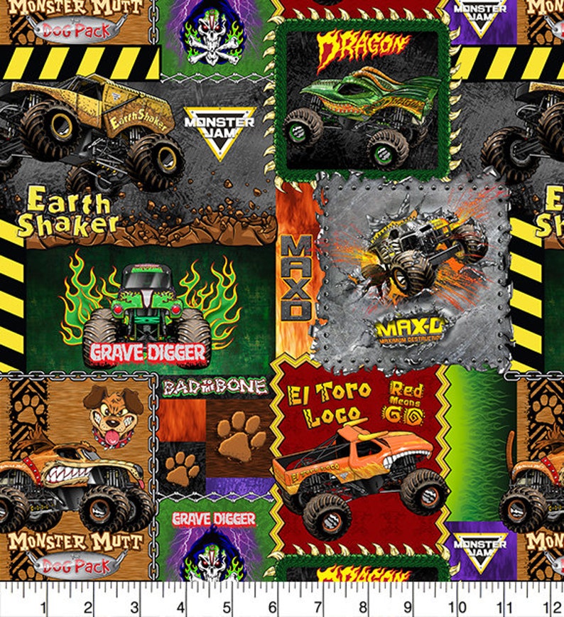 Monster Jam Cotton FabricMonster Truck Quilting FabricChoose Etsy