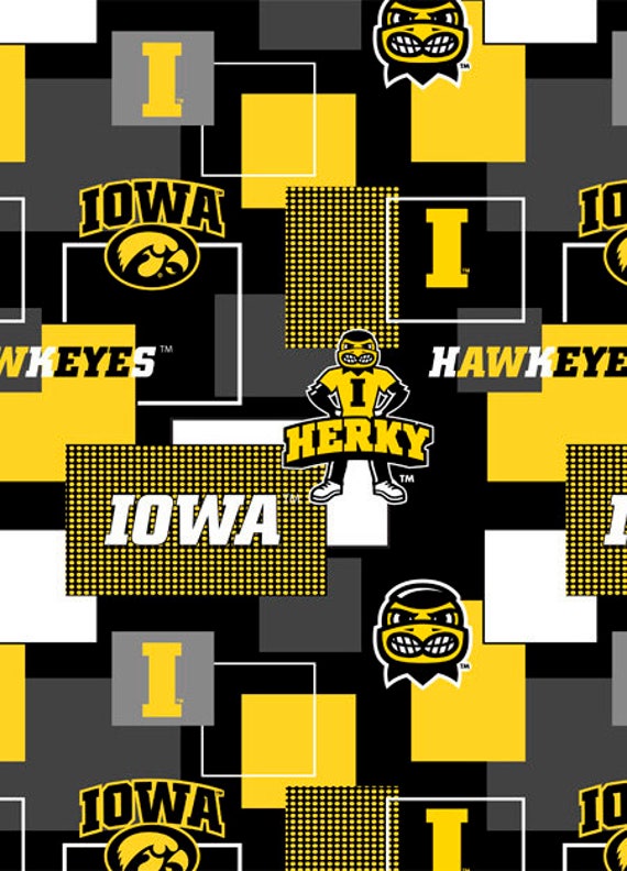 IA097 UNIVERSITY OF IOWA COTTON FABRIC IOWA HAWKEYES COTTON FABRIC