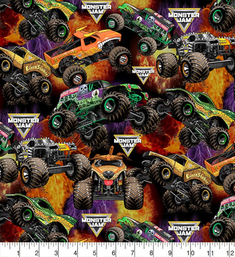 Monster Jam Cotton FabricMonster Truck Quilting FabricChoose Etsy