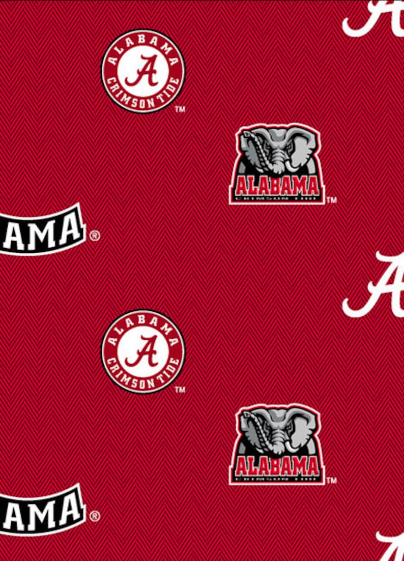 100/% cotton fabric-Sold by the Yard University of Alabama Cotton Fabric with Solid Herringbone Design