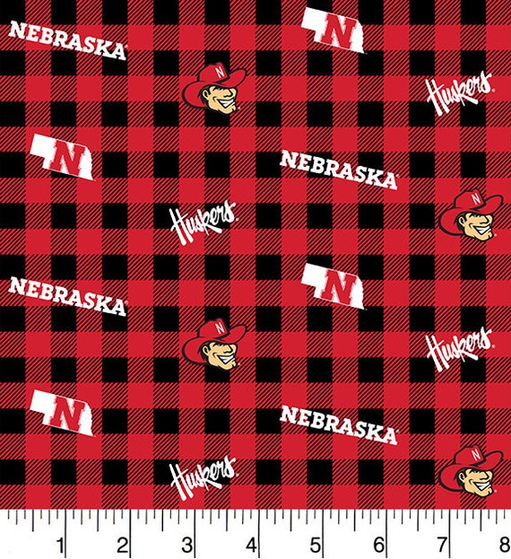 red Sykel Enterprises NCAA Nebraska Cornhuskers Buffalo Plaid Cotton Fabric