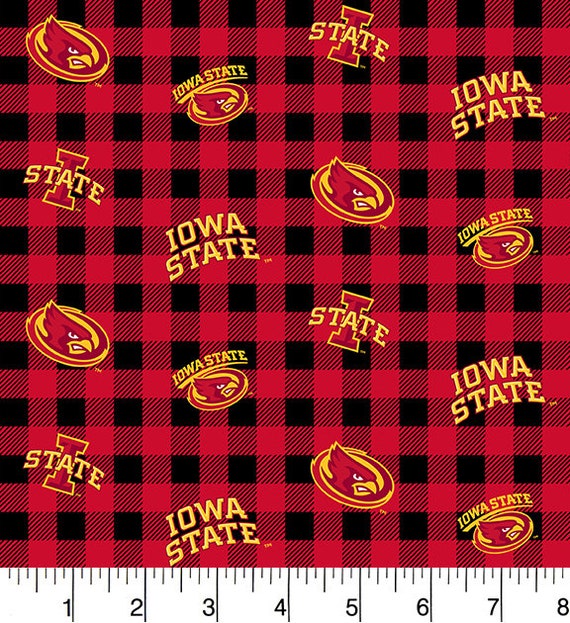 Sykel Enterprises NCAA Oklahoma Buffalo Plaid Fleece Red and White Black Fabric by the Yard