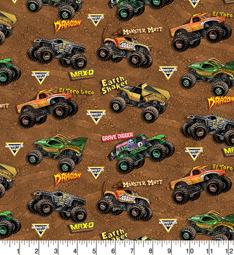 Monster Jam Cotton FabricMonster Truck Quilting FabricChoose Etsy