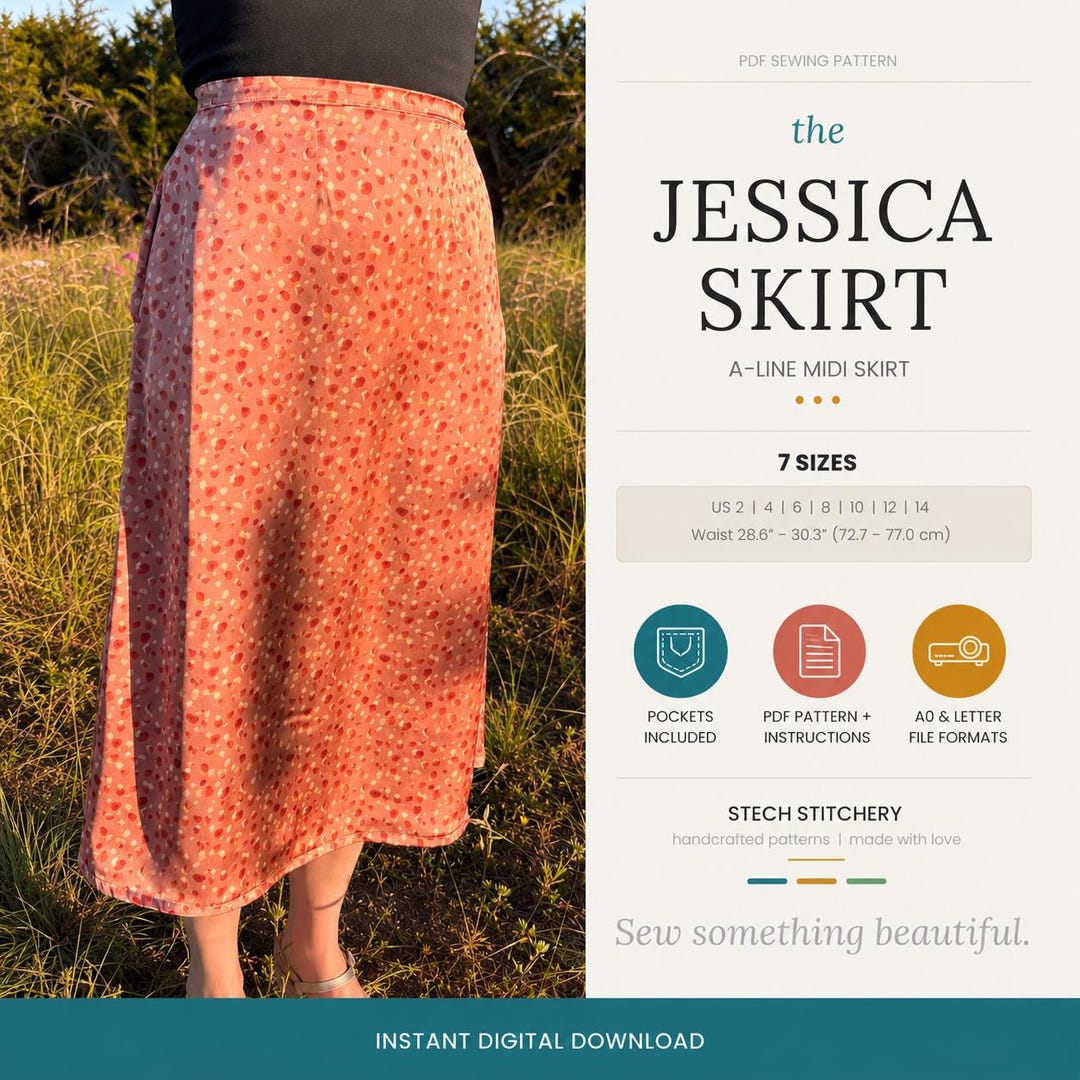 A-line Midi Skirt Sewing Pattern | Beginner Friendly (digital PDF ...