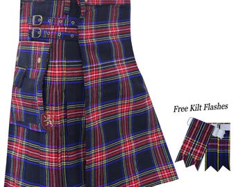 Schottischer Tartan Kilt für Männer - 16 Unzen Premium Wolle Cargo Pocket Kilt - 8 Yard Highland Plaid -80+ Tartans - Made to Order Hochzeitsgeschenk