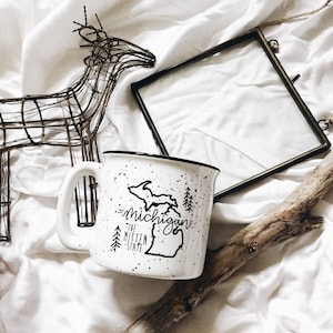 Michigan Campfire Mug: 15 Oz Ceramic Coffee Cup