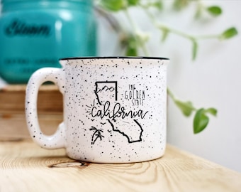 FREE Shipping | California Campfire Mug 15 Oz | Camp Mug | Coffee Mug | California Gift | State Mug | Dishwasher Safe | The Golden State