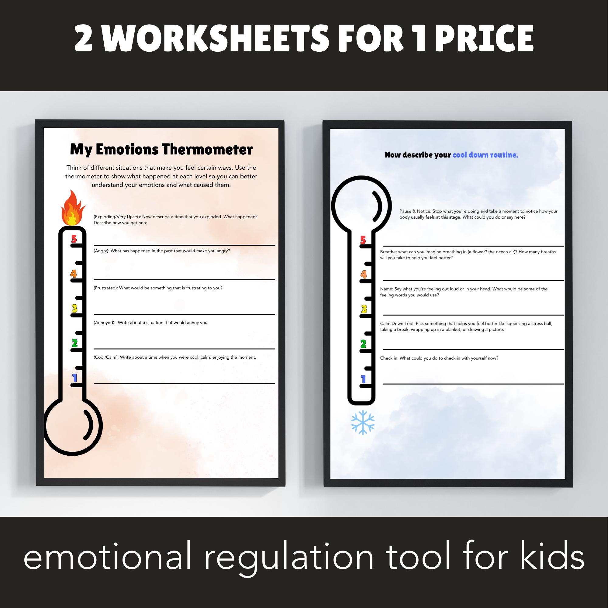 Feelings Thermometer Worksheet: Emotional Regulation for Kids ...