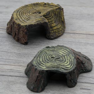 Tree Stump Turtle Basking Platform, Resin Reptile Hideout, Aquarium Decoration for Turtles & Amphibians