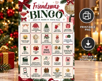 Printable Friendsmas Bingo Game | Christmas Party Game for Friends | Holiday Bingo Activity | Instant Download