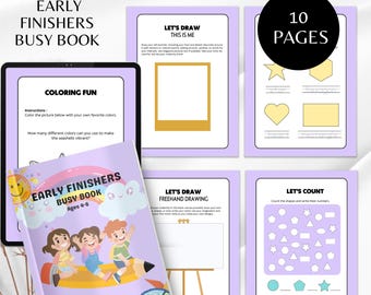 Early Finishers Busy Book Printable, Kindergarten Activity Workbook Ages 4-6, Preschool Worksheets, Kids Coloring and Drawing Activities
