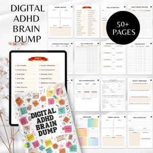 Planer ADHD do druku, cyfrowy zrzut pamięci ADHD, planer funkcji wykonawczych, pakiet organizacyjny ADHD, zeszyt ćwiczeń produktywności