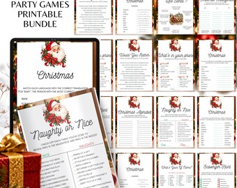 Christmas Party Games Printable Bundle | 10 Fun Holiday Games for Adults, Family & Friends | Christmas Game Night PDF