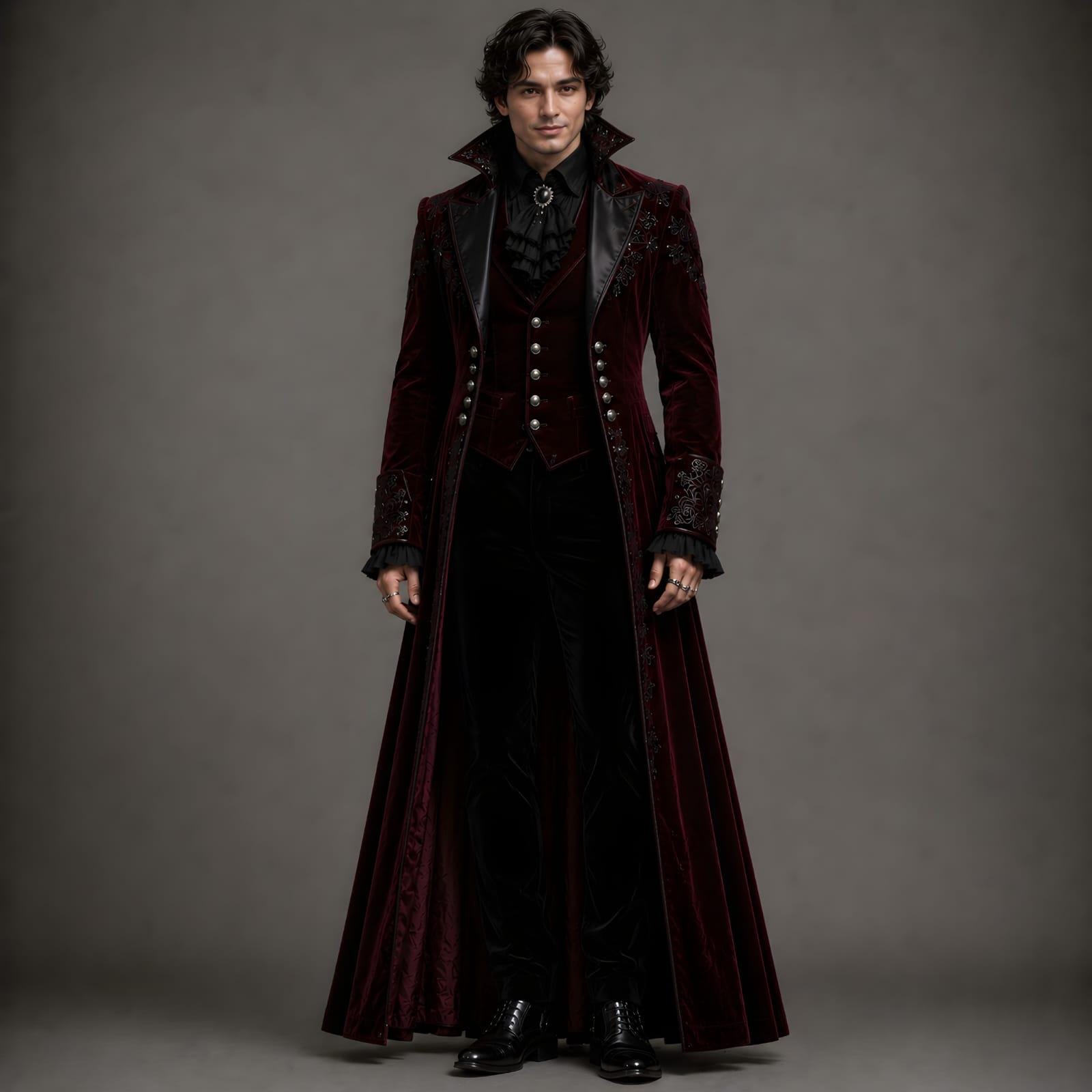 Vampire Formal Men's Burgundy Velvet Vampire Tailcoat, Victorian Gothic Formal Jacket ...