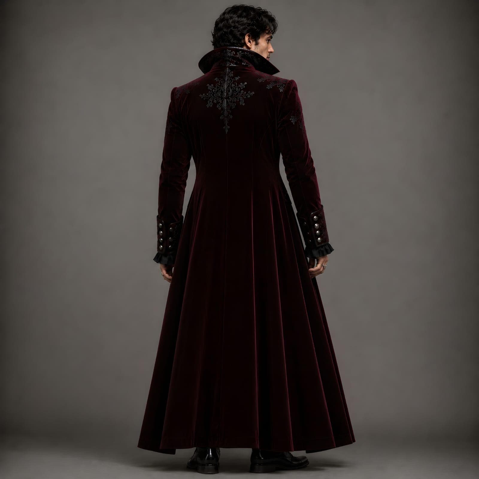Vampire Formal Men's Burgundy Velvet Vampire Tailcoat, Victorian Gothic Formal Jacket ...
