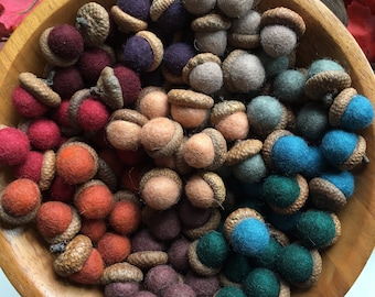 Wool Felted Acorns - Every Color Harvest Collection - Fall Decor - Handmade - Halloween - Thanksgiving - Farmhouse Style - Fall Wedding